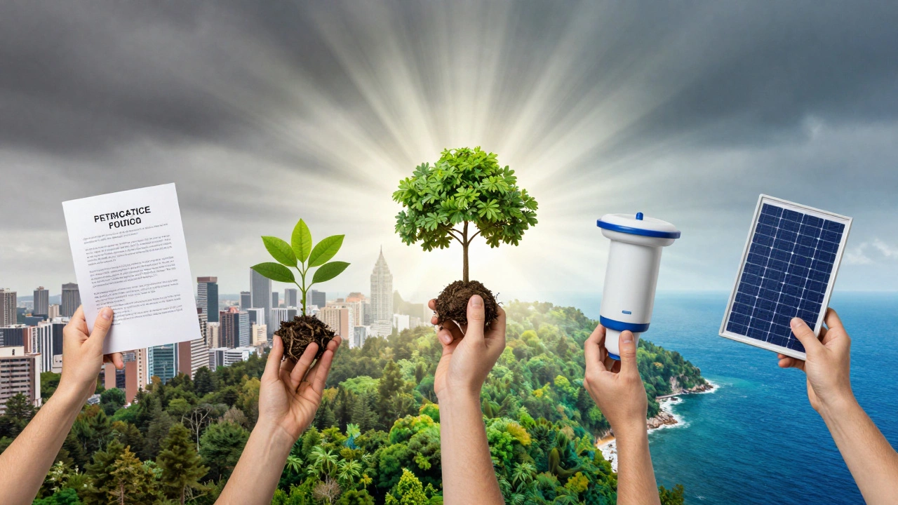 Interconnected hands symbolizing environmental action from cities to oceans.