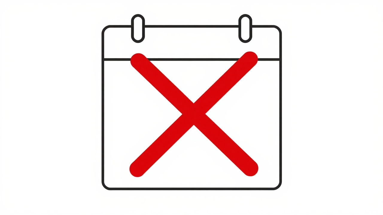 Blank calendar with red X symbolizing expired EBT benefits.