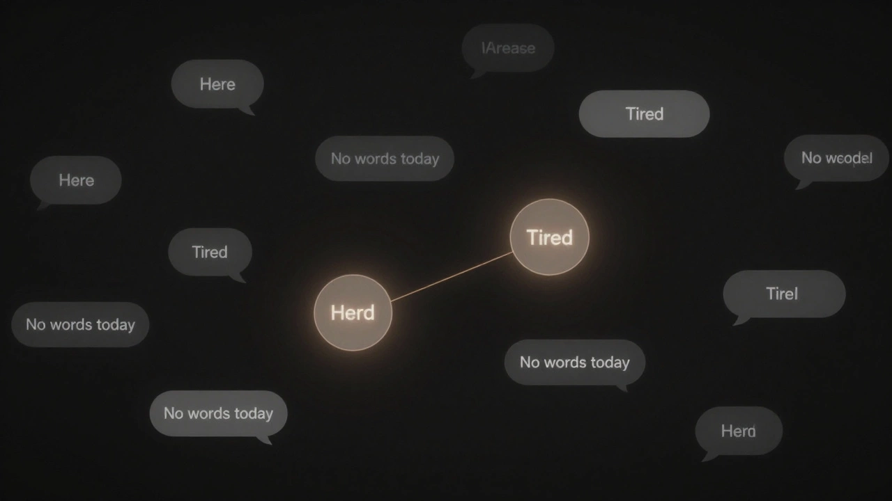 Floating text messages in a dark void, connected by a warm golden thread, symbolizing quiet connection.