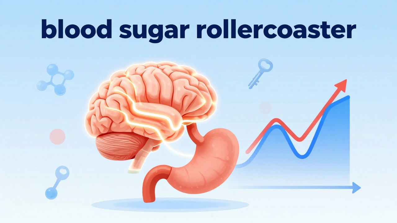 Abstract illustration of brain energy and blood sugar levels