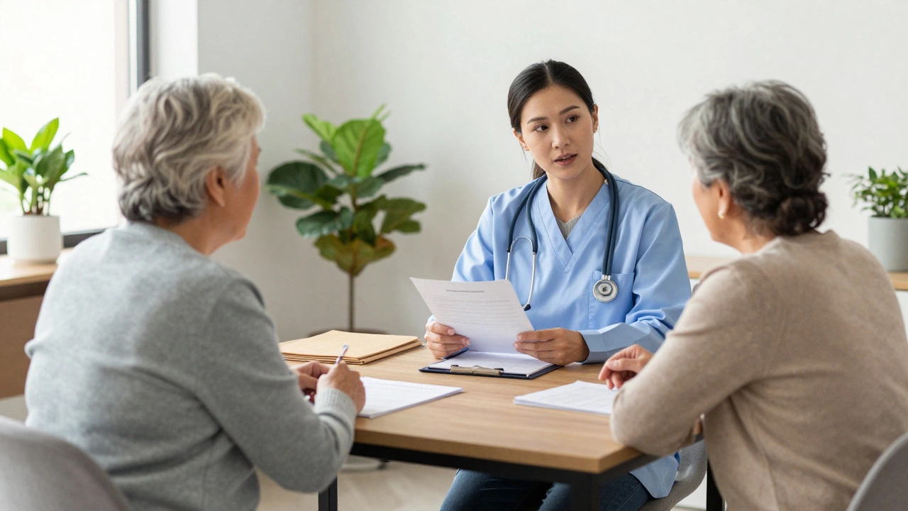 Caregiver consulting with specialist at a community agency