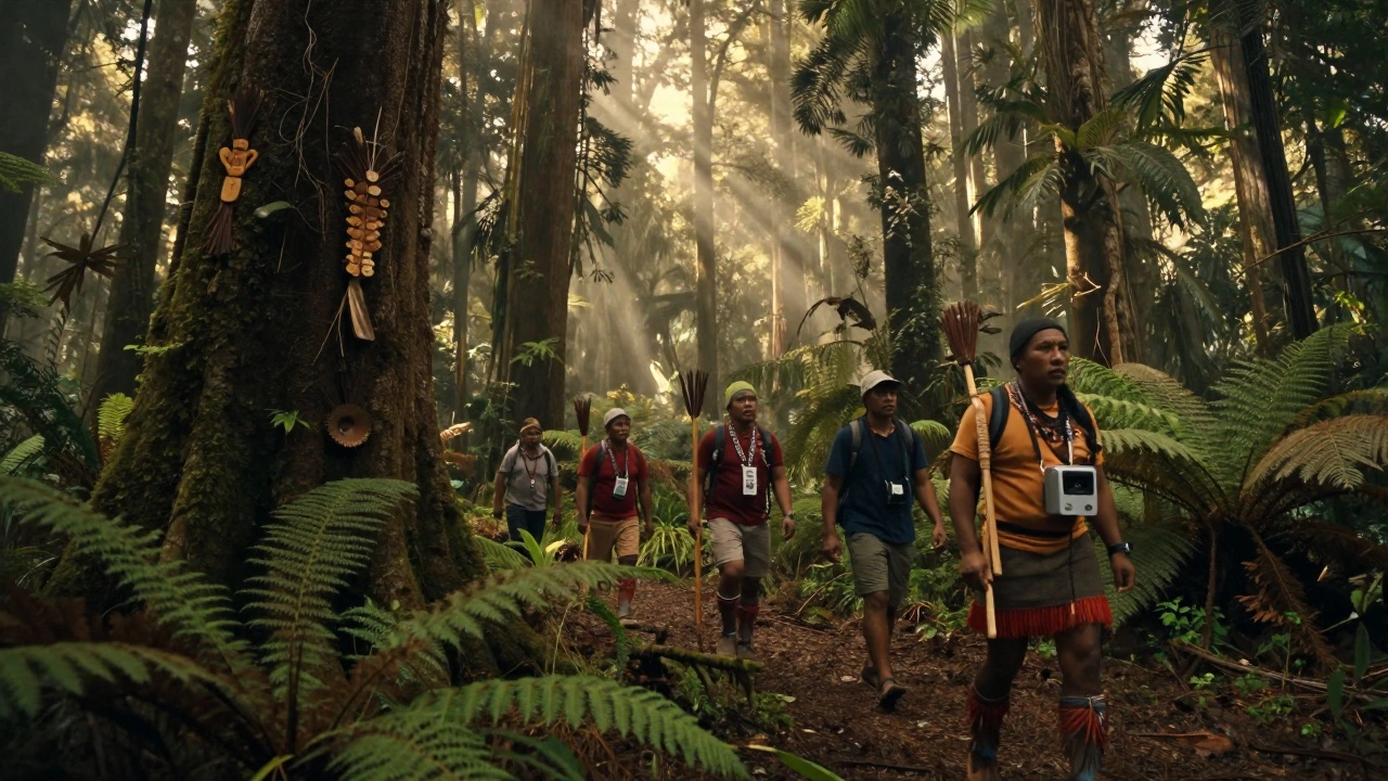Indigenous stewards monitoring an ancient forest ecosystem