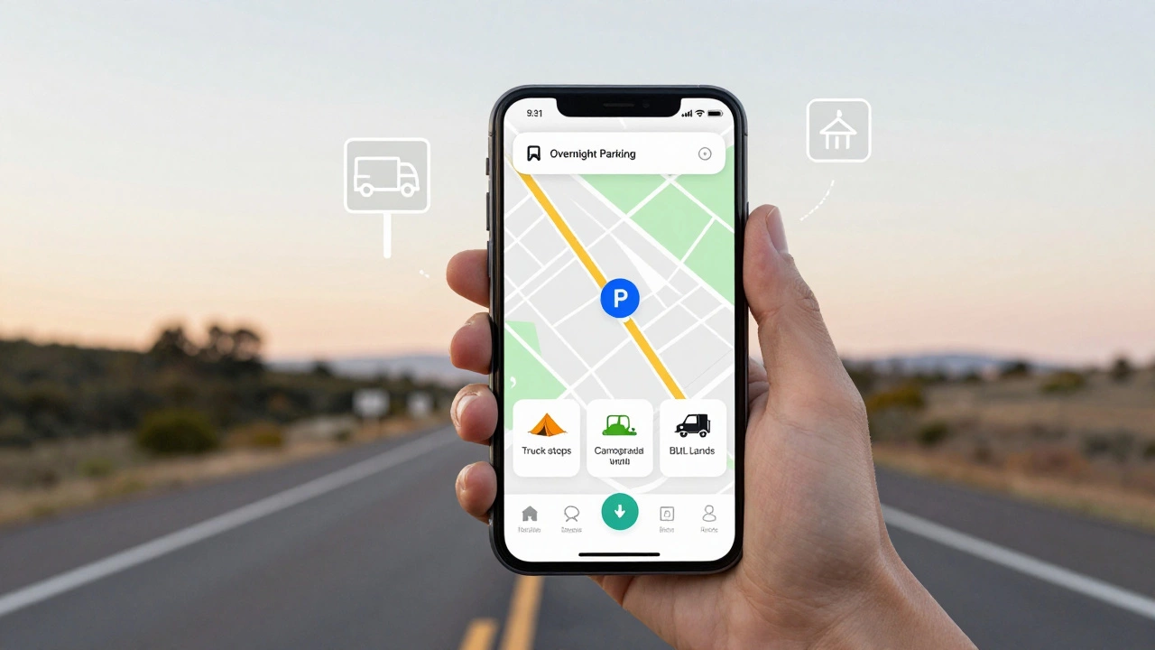 Smartphone map app showing alternative camping spots