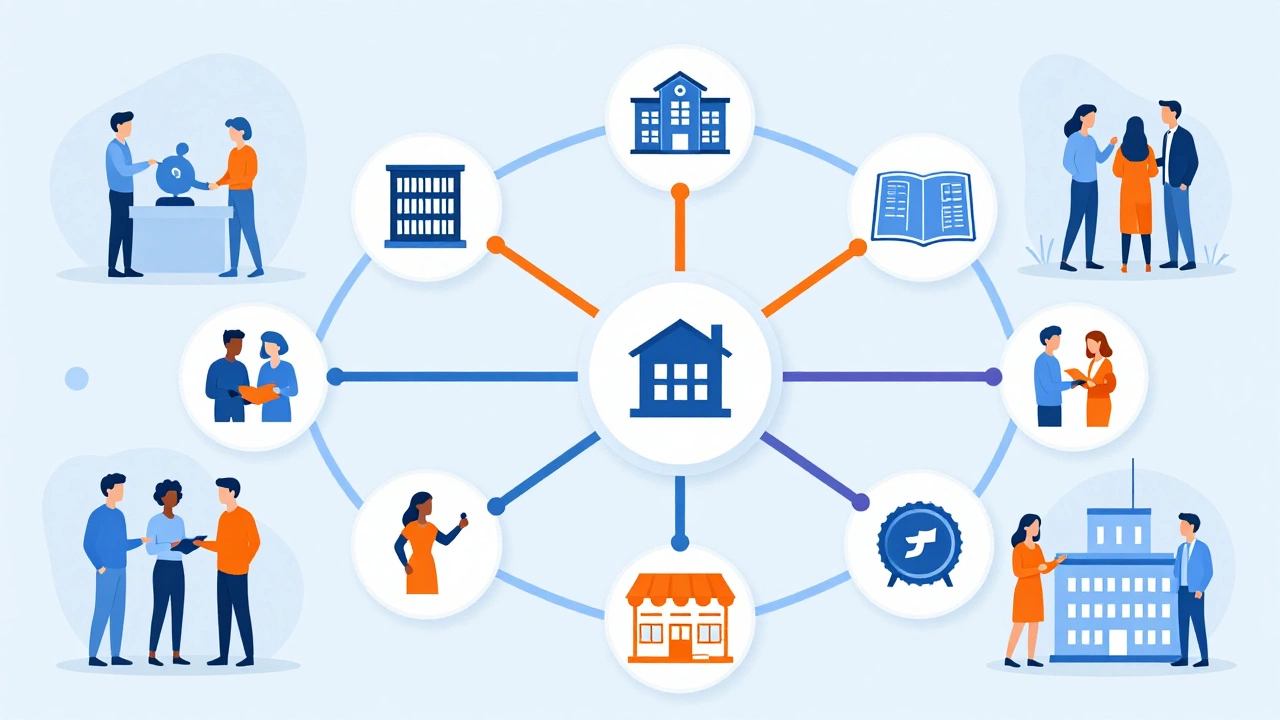 Vector illustration of community stakeholder connections