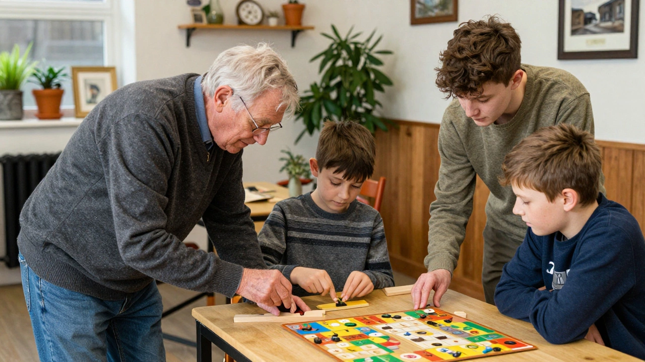 Volunteers mentoring children in crafts and games at a local community center