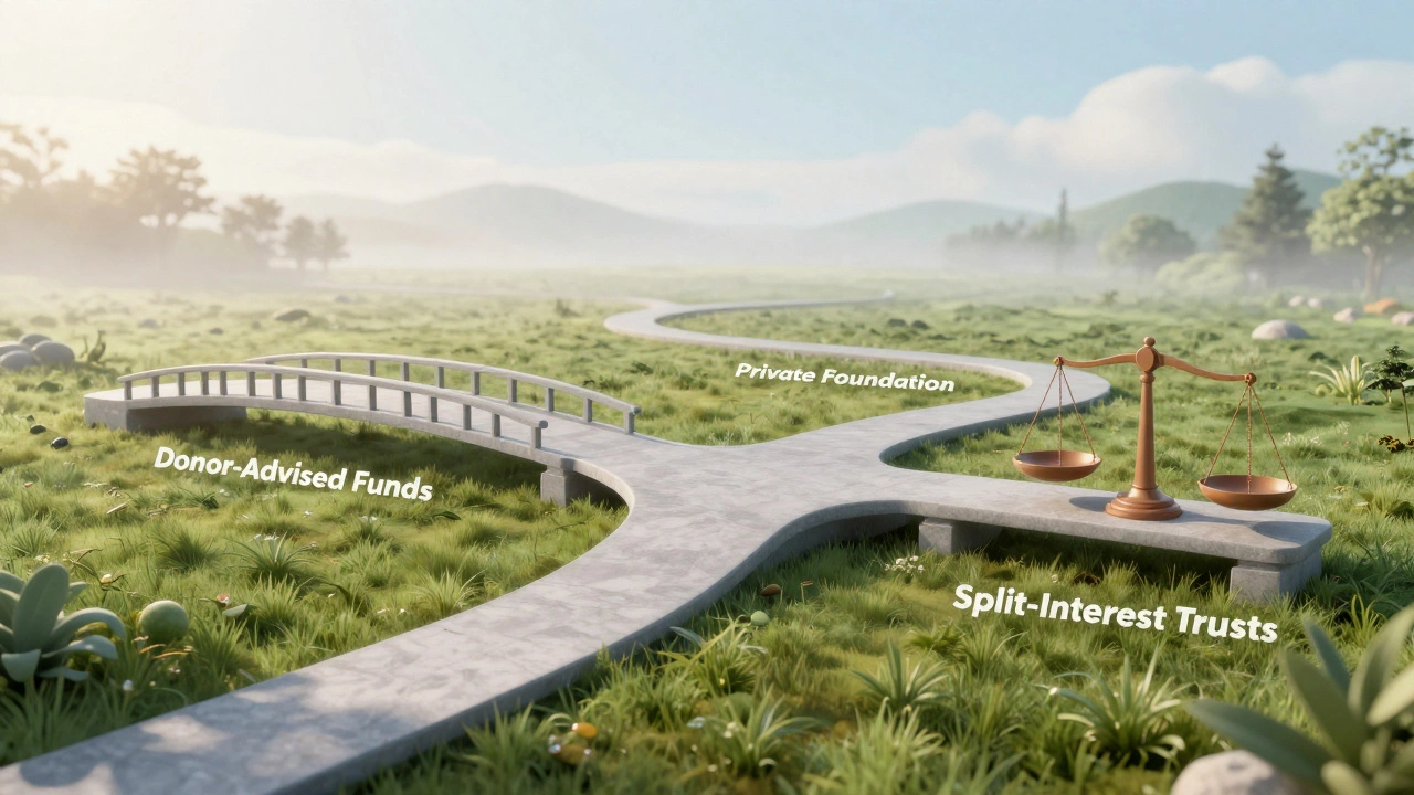 Abstract paths showing different charitable trust options