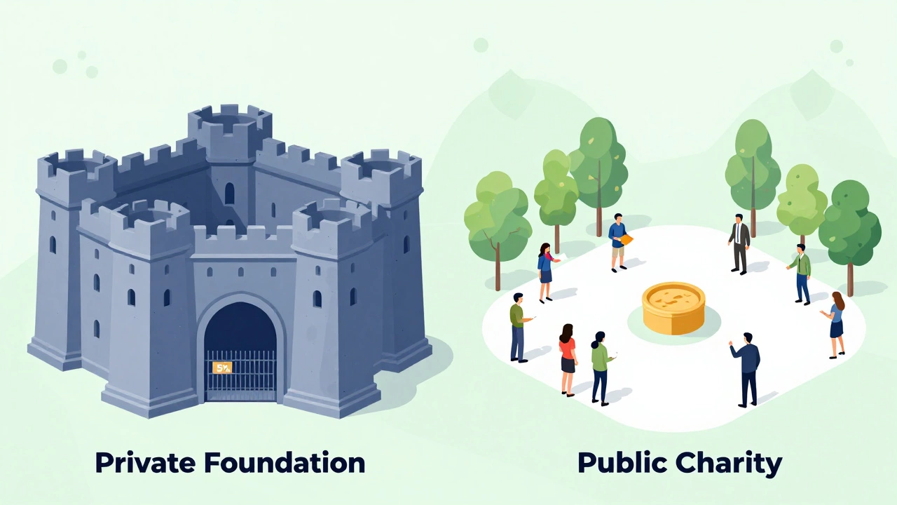 Illustration comparing private foundation and public charity