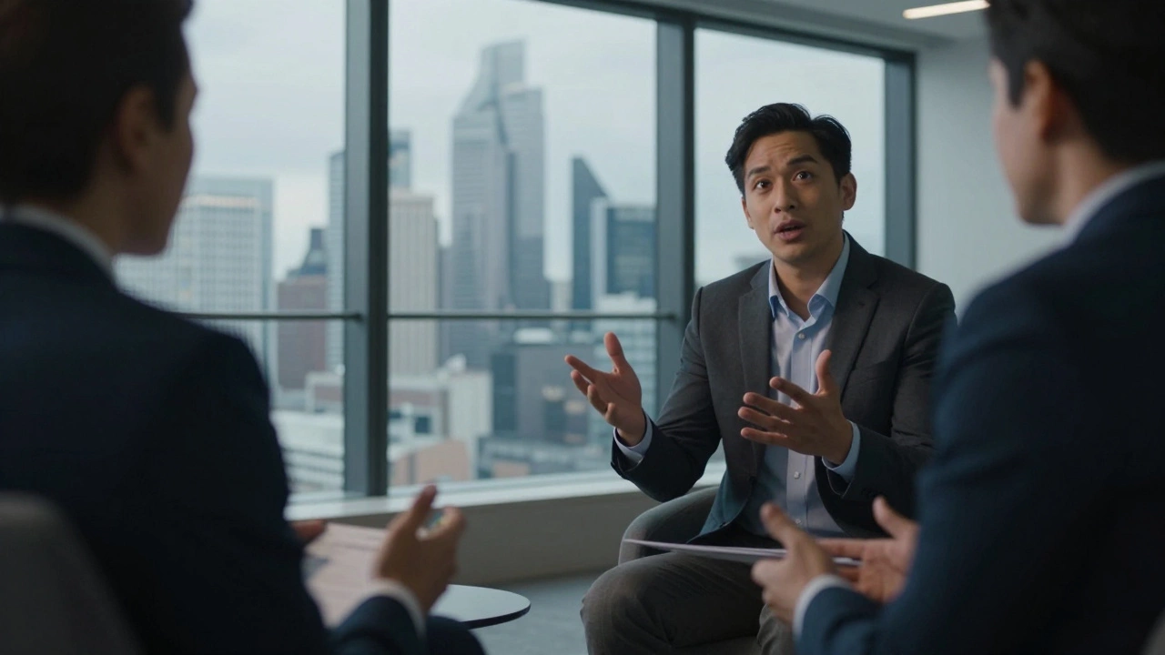 Candidate telling a story during a job interview