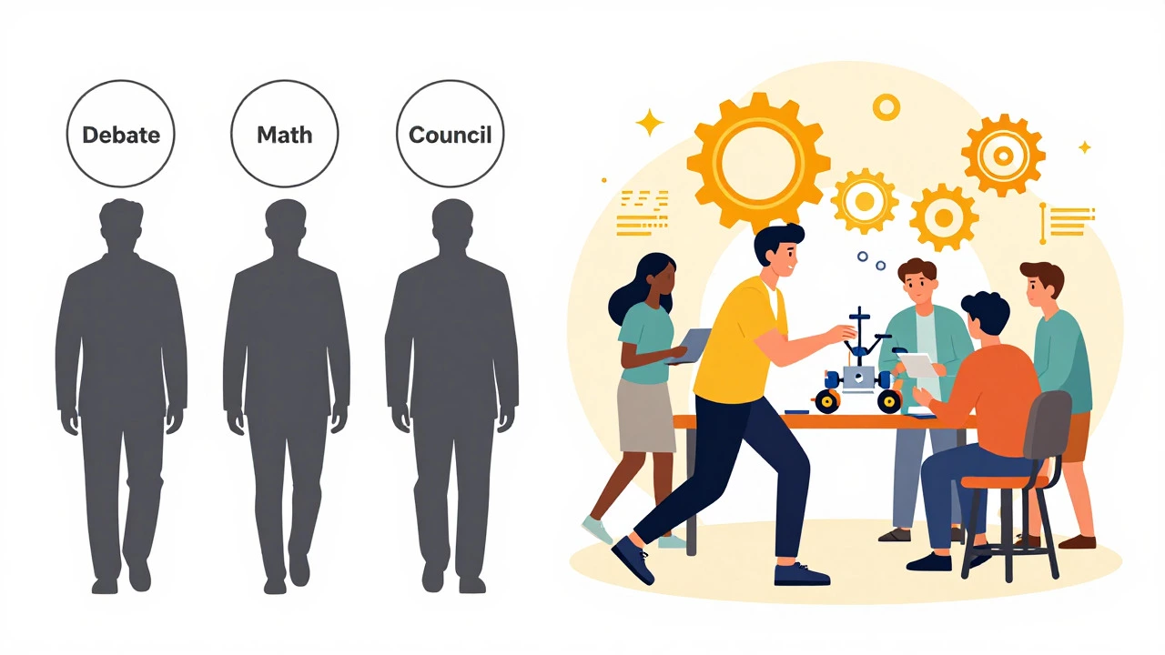 Vector art contrasting passive club membership with active leadership