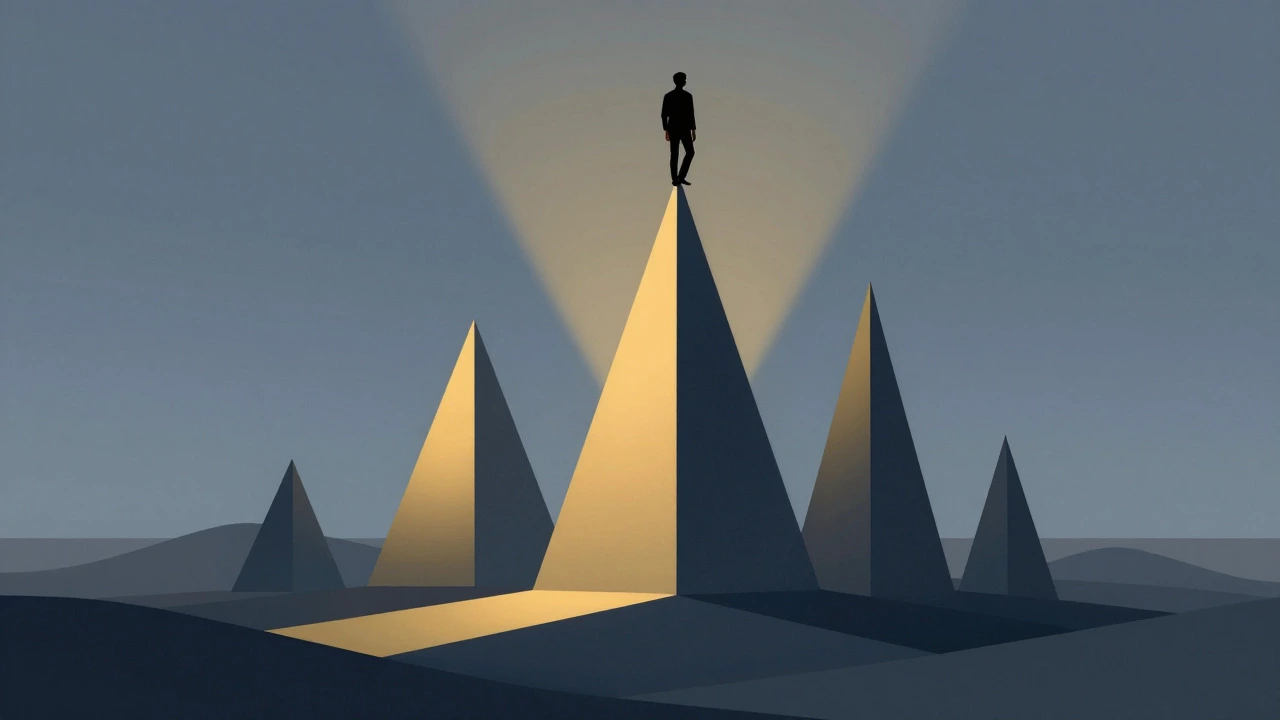 Abstract art showing a person climbing a peak representing focused expertise