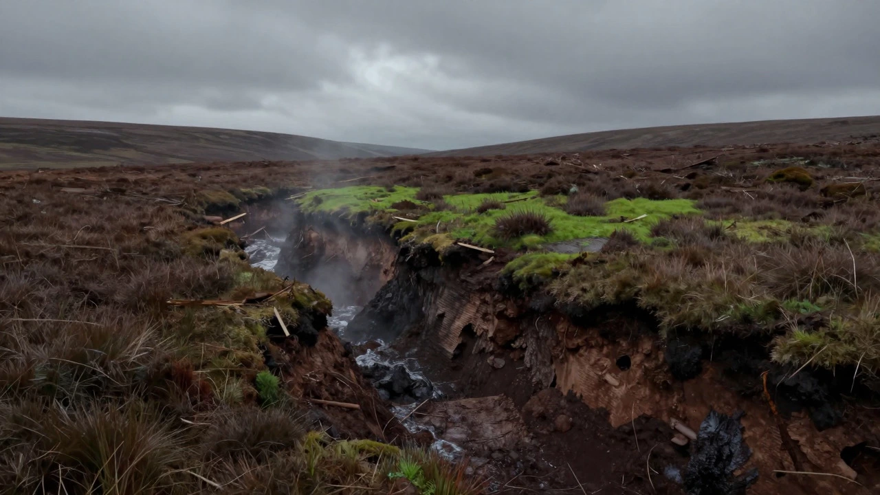 Drained Scottish peatland releasing gases with contrast to intact wetlands