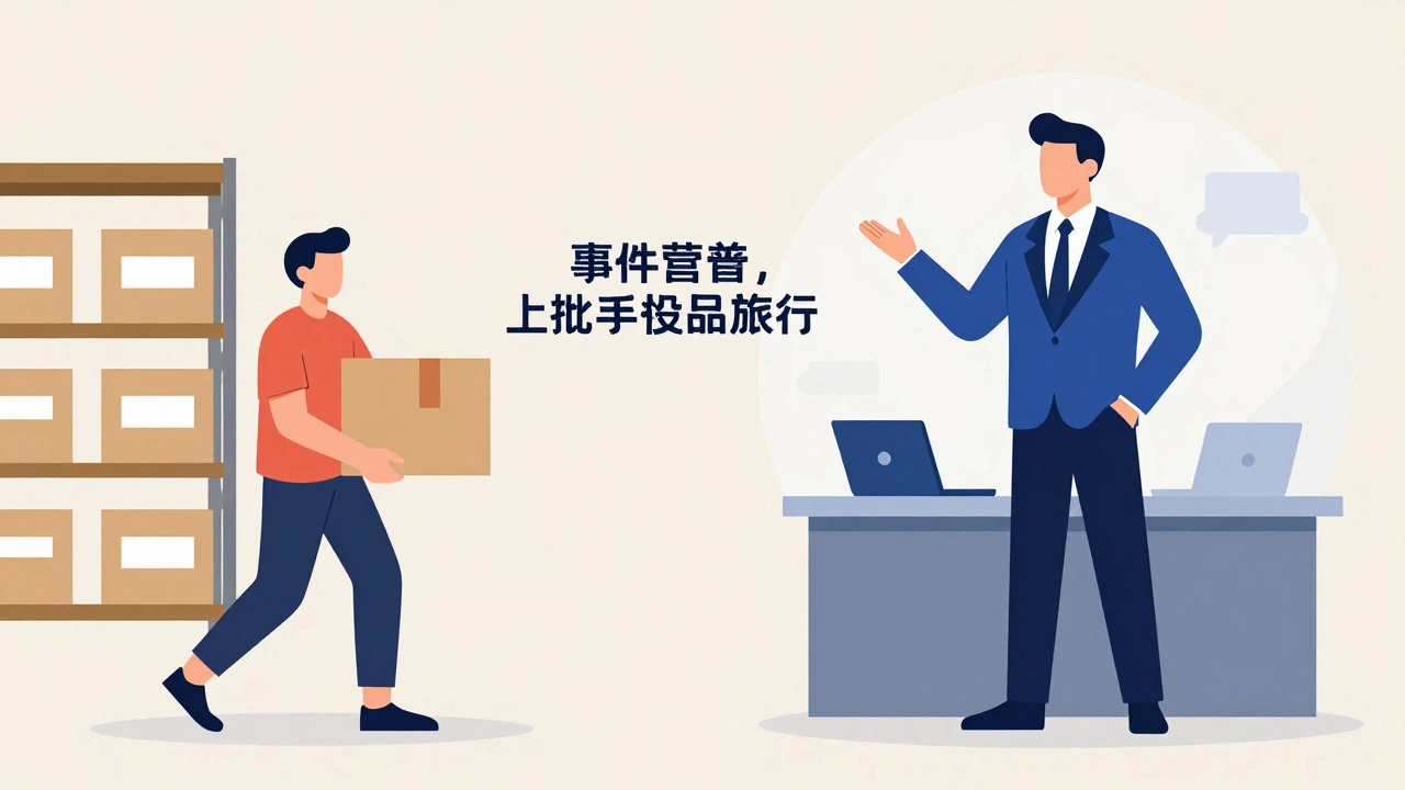 Illustration showing transition from warehouse worker to business professional
