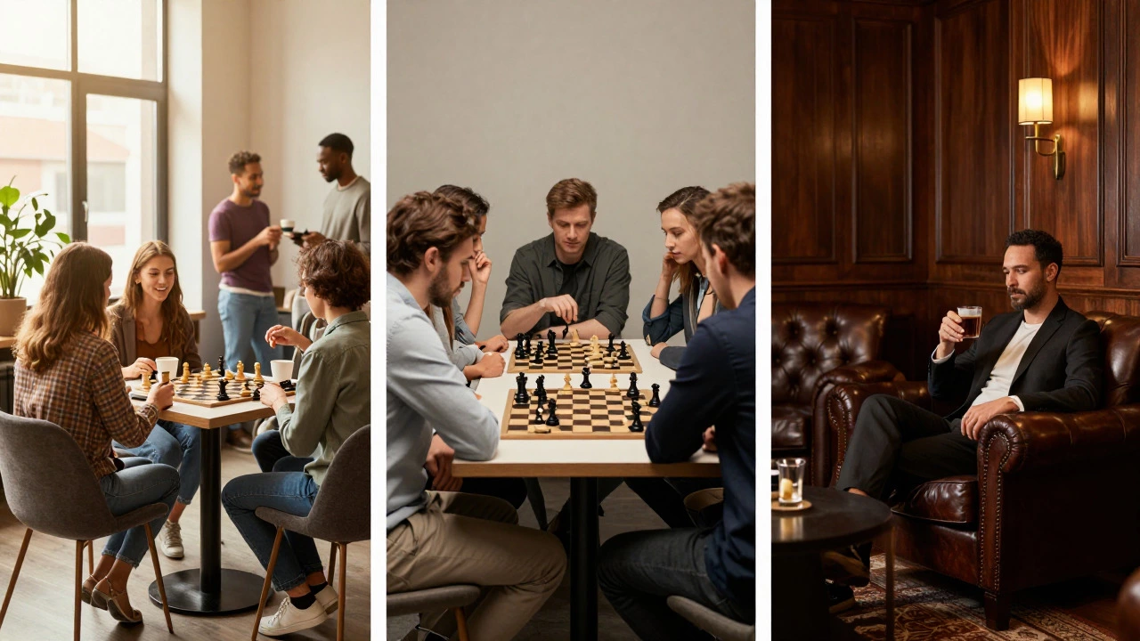 Three types of social clubs compared visually