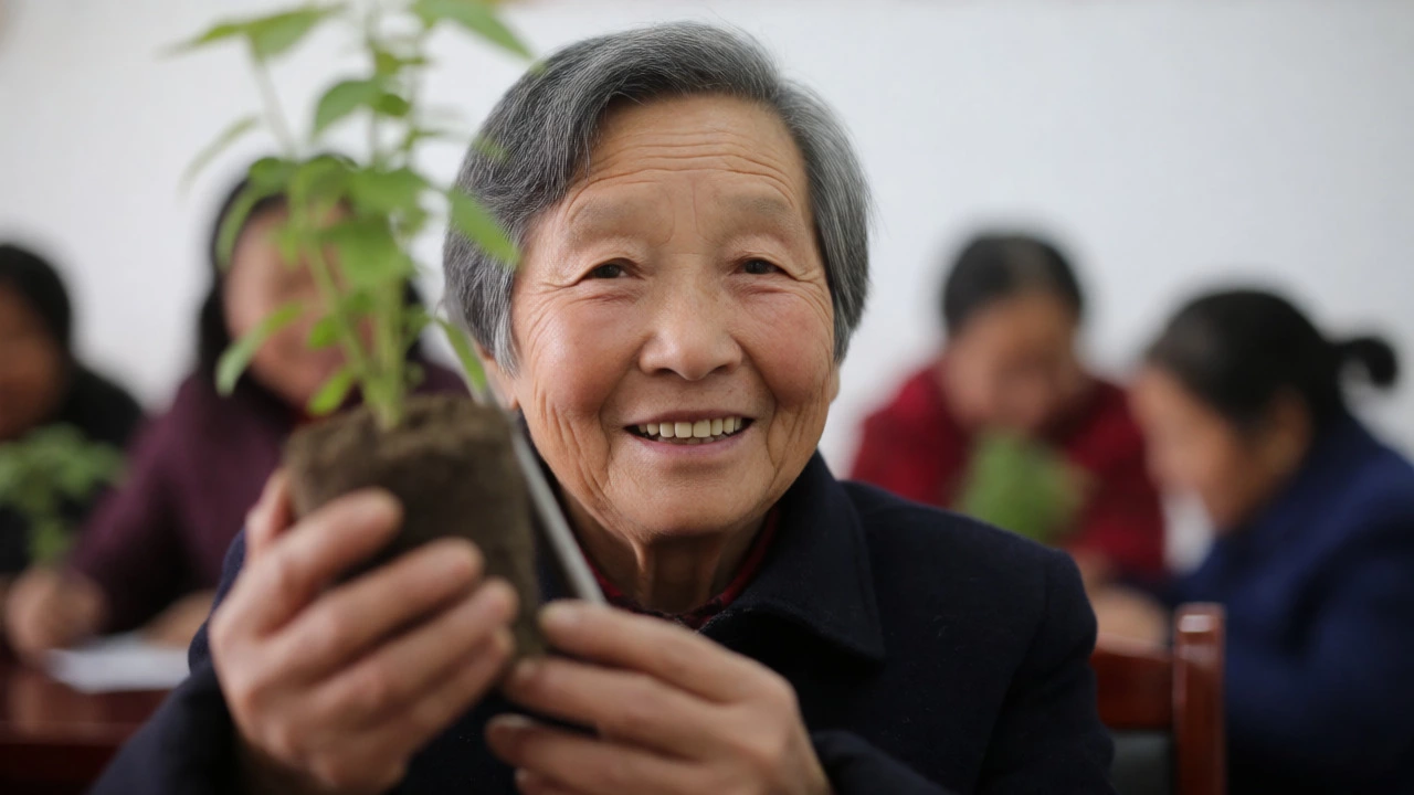 Portrait of a dedicated volunteer holding a plant