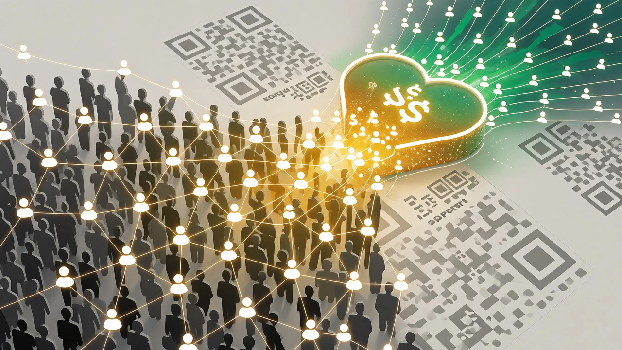 Abstract visualization of donors converting from attendees into financial supporters