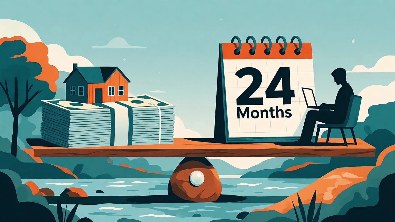 Conceptual illustration balancing money against time commitment