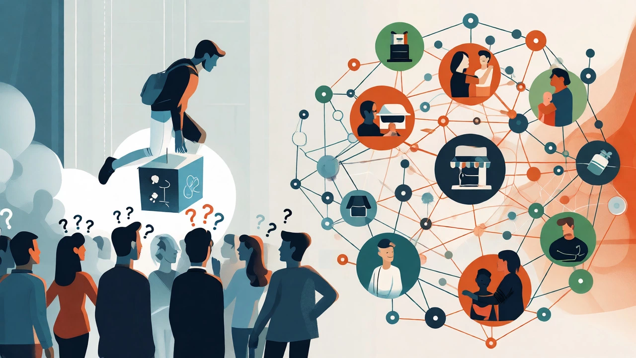 Illustration comparing transactional vs relational outreach